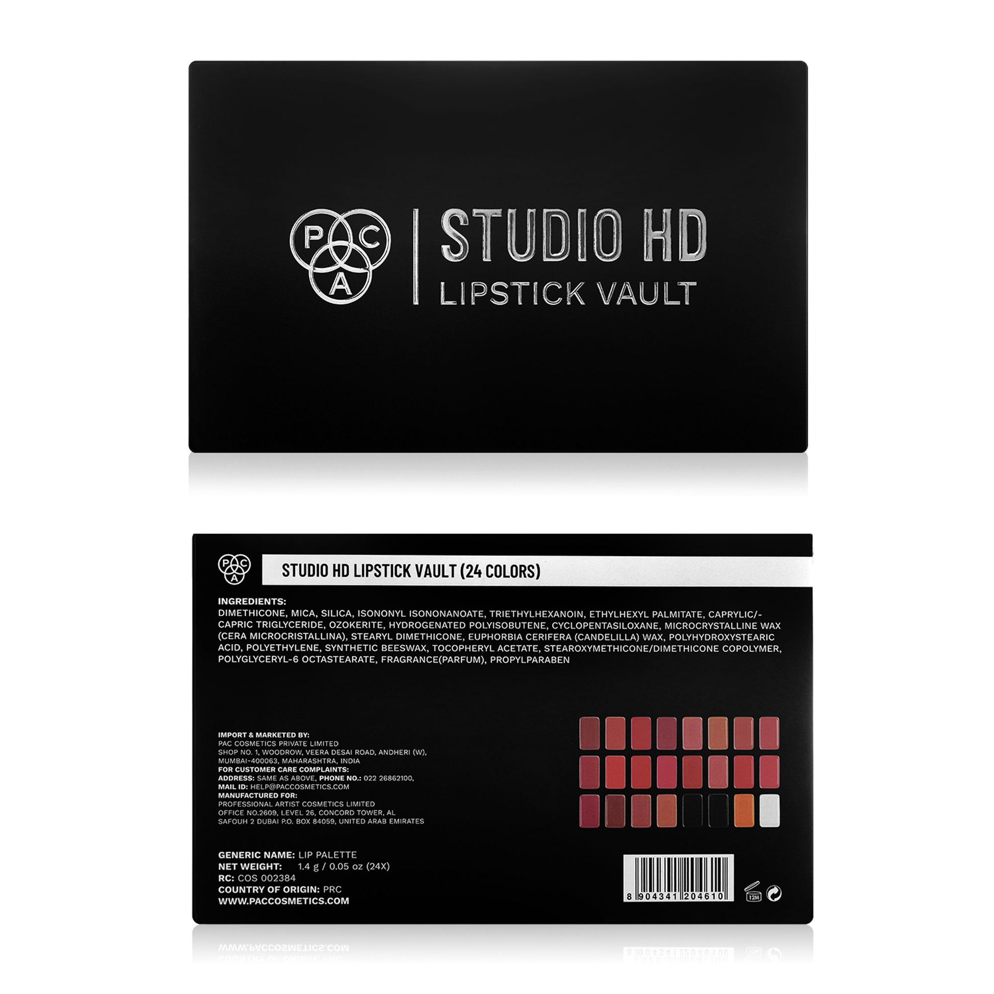 PAC Studio HD Lipstick Vault Palette X24 - Create 100+ Lip Shades, Intense Color Payoff, Lightweight