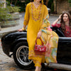 Dhiyona IE Floral Embroidered A-Line Kurta With Trousers & Dupatta