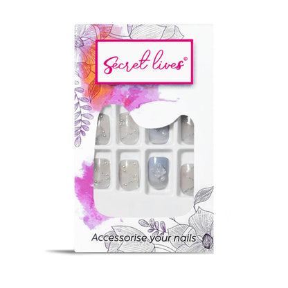 Secret Lives Translucent Pink & Blue Color With 3D Butterfly & Silver Glitter White Pearls