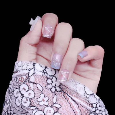 Secret Lives Translucent Pink & Blue Color With 3D Butterfly & Silver Glitter White Pearls
