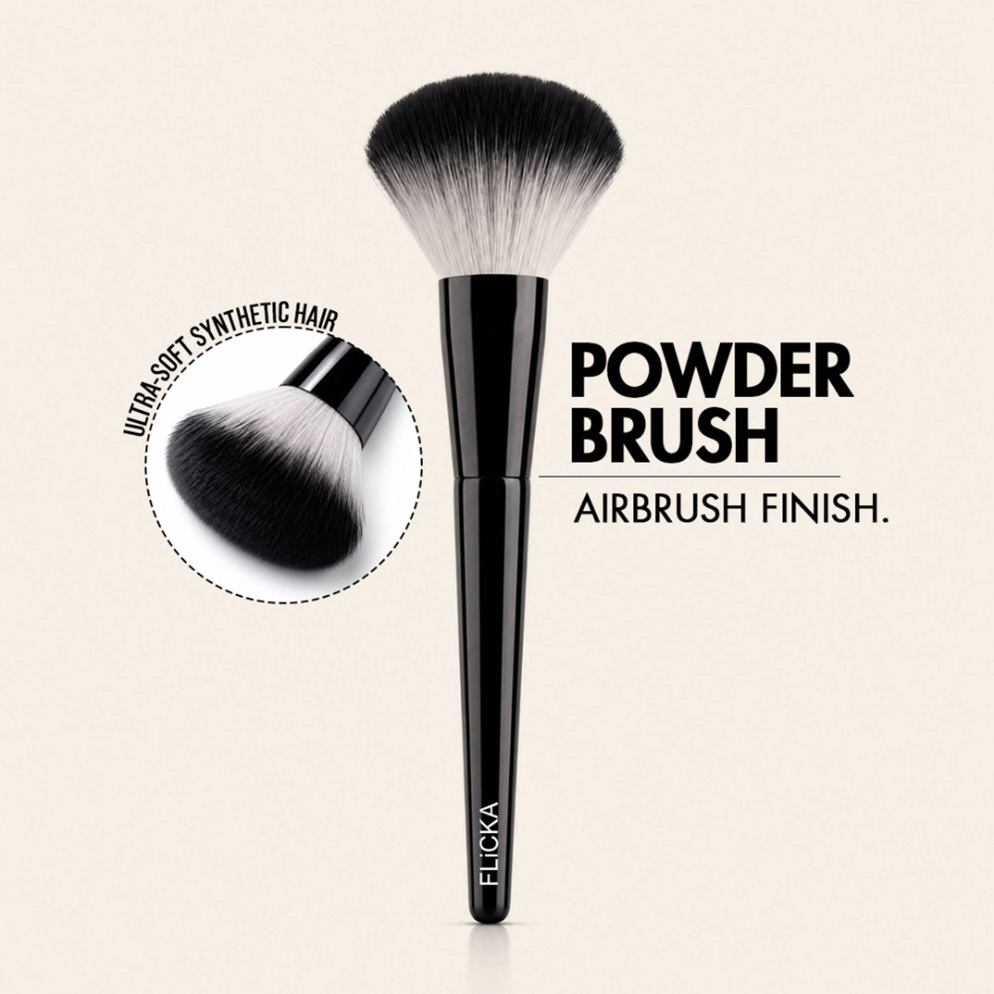 Flicka Professional Super Soft Dense Bristles Hd Finish For Face Makeup - 01 Powder Brush
