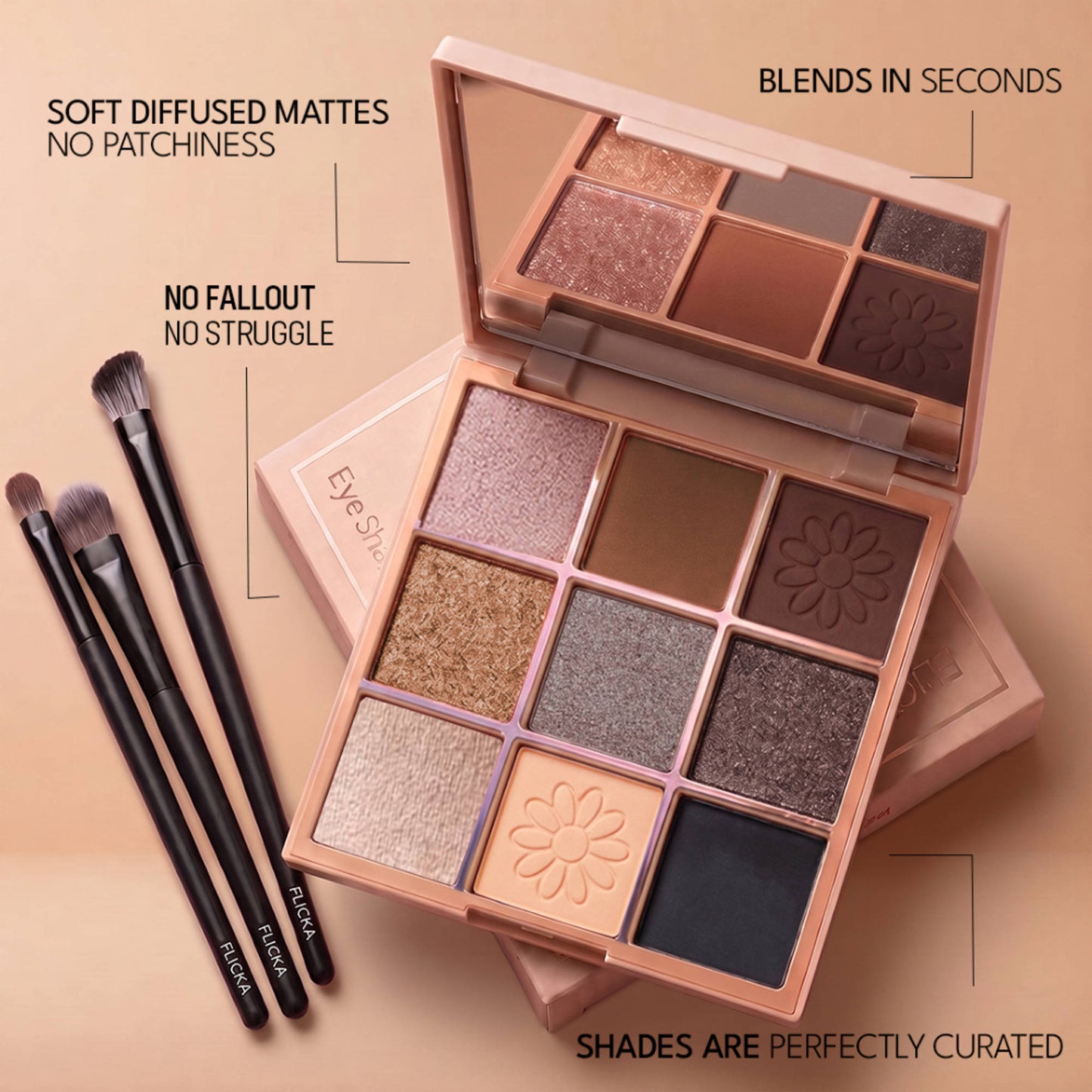 FLiCKA Eye Shadow Palette Intense Pigment Long Lasting Ultra Smooth - 01 Bridal Glam