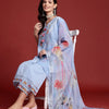 Dhiyona IE Floral Embroidered Tassel Detailed Pure Cotton Kurta & Trousers With Dupatta