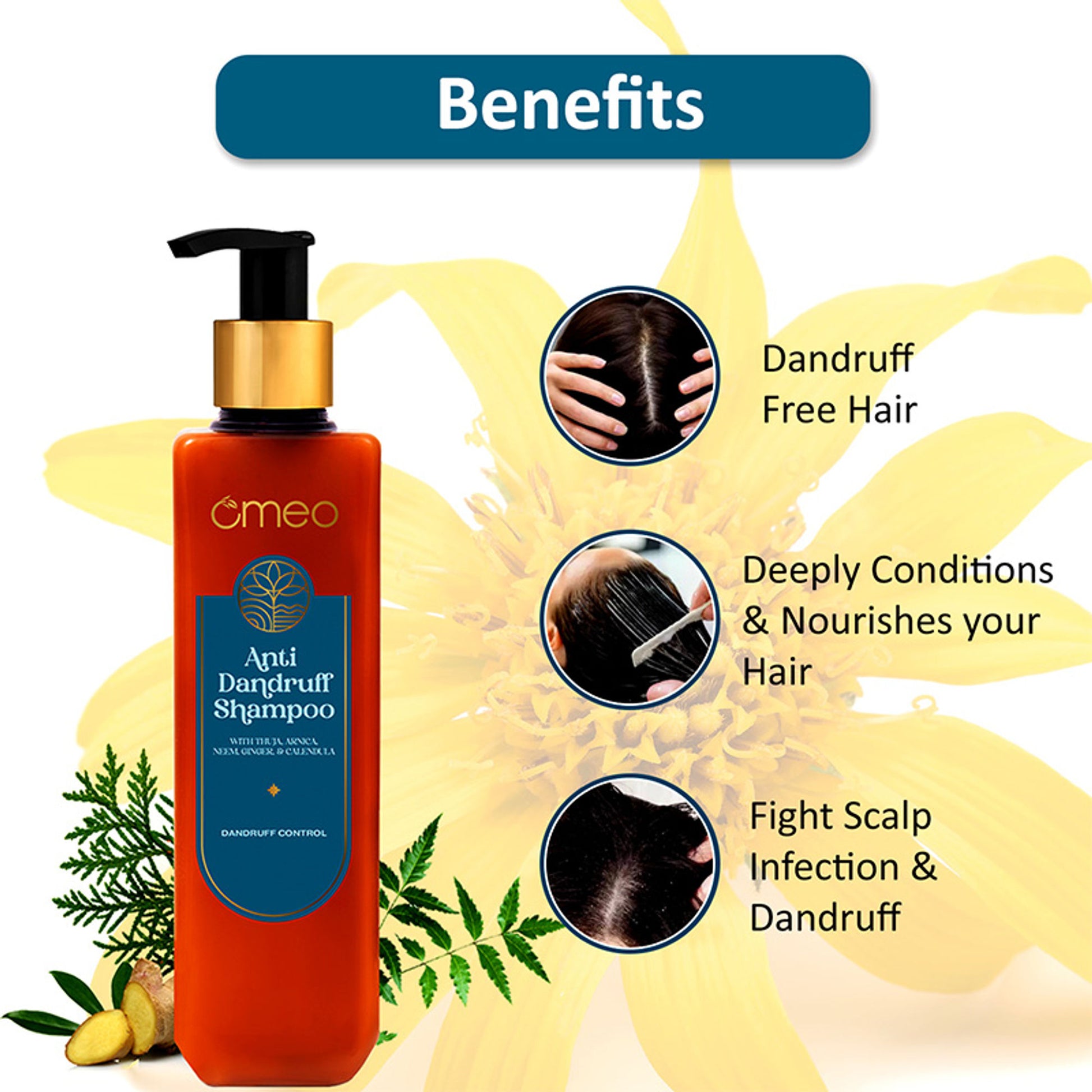 Omeo Anti Dandruff Shampoo With Green Natural Anti Dandruff Agent - Propanediol Caprylate