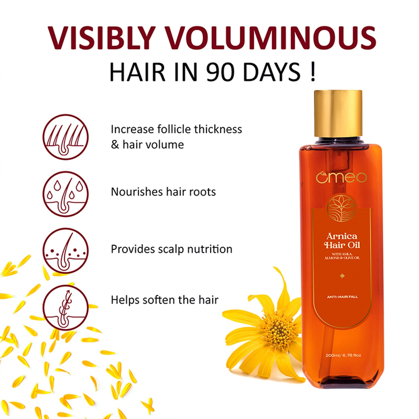 Omeo Arnica Hair Oil With Amla & Almond Oil Extract - Anti Hairfall, Prevents Hair Fall & Promotes Hair Growth