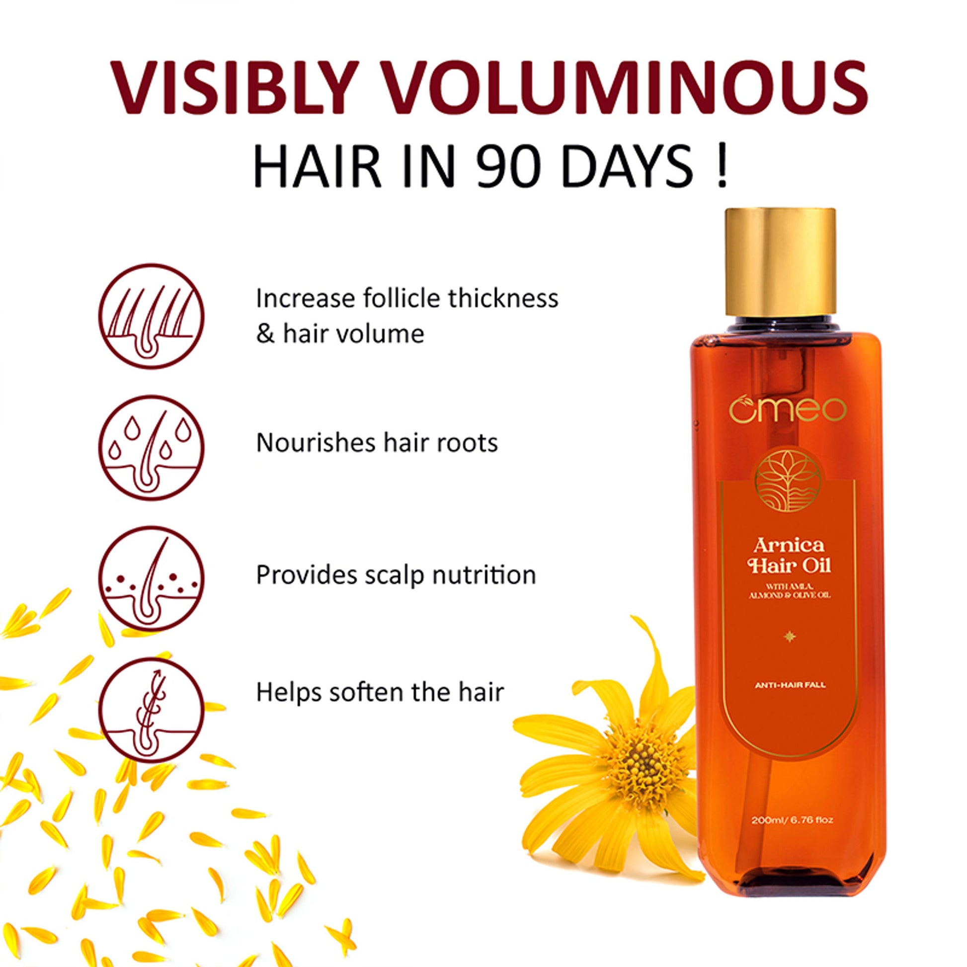 Omeo Arnica Hair Oil With Amla & Almond Oil Extract - Anti Hairfall, Prevents Hair Fall & Promotes Hair Growth