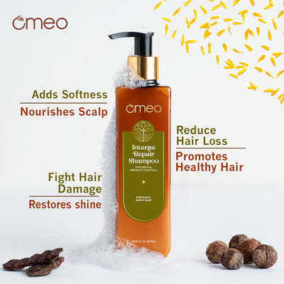Omeo Intense Repair Shampoo With Reetha & Shikakai - Daily Use, Gentle Cleansing, Shine & Silky Hair