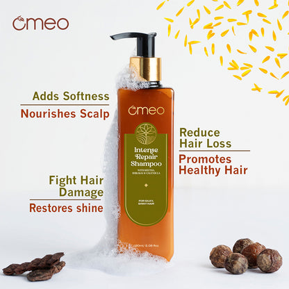 Omeo Intense Repair Shampoo With Reetha & Shikakai - Daily Use, Gentle Cleansing, Shine & Silky Hair