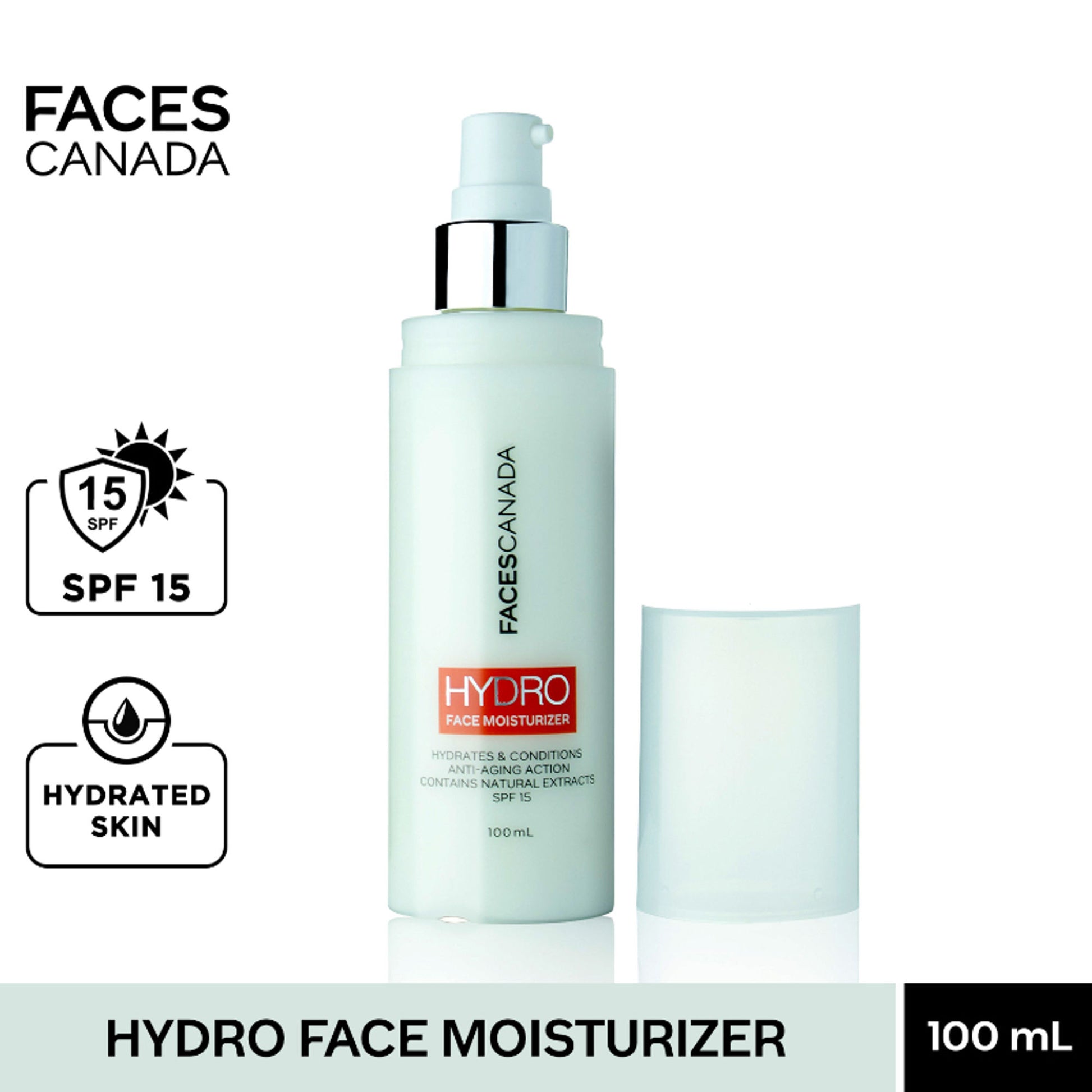 Faces Canada SPF 15 Hydra Face Moisturizer, Lightweight & Non-Greasy, Hydrating