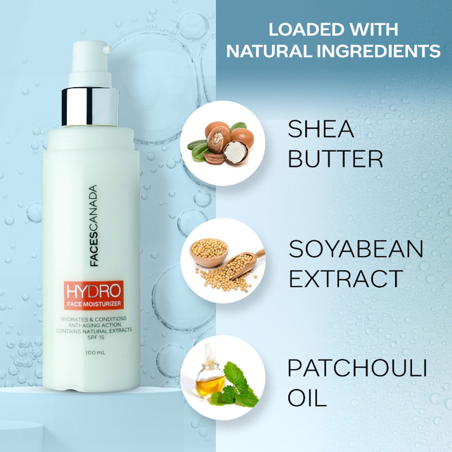 Faces Canada SPF 15 Hydra Face Moisturizer, Lightweight & Non-Greasy, Hydrating
