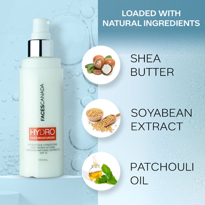 Faces Canada SPF 15 Hydra Face Moisturizer, Lightweight & Non-Greasy, Hydrating
