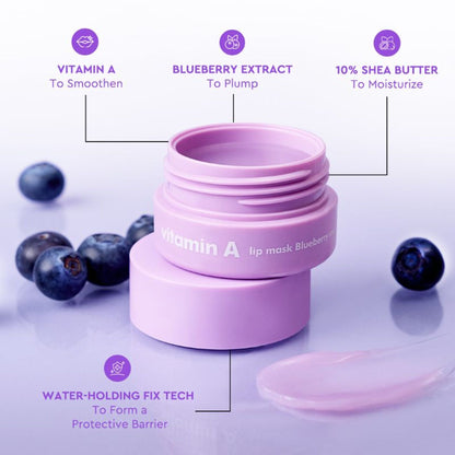 The Face Shop Vitamin Korean Lip Sleeping Mask for Dark, Dry, Pigmented Lips - Blueberry