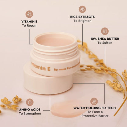 The Face Shop Vitamin Korean Lip Sleeping Mask for Dark, Dry, Pigmented Lips - Rice