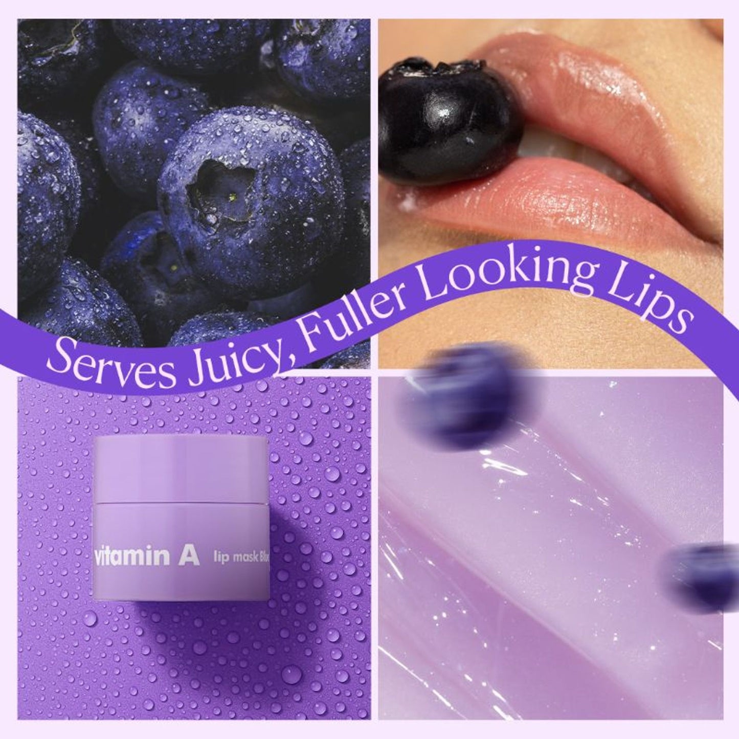 The Face Shop Vitamin Korean Mini Lip Sleeping Mask for Dark, Dry, Pigmented Lips - Blueberry