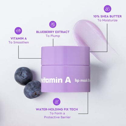 The Face Shop Vitamin Korean Mini Lip Sleeping Mask for Dark, Dry, Pigmented Lips - Blueberry