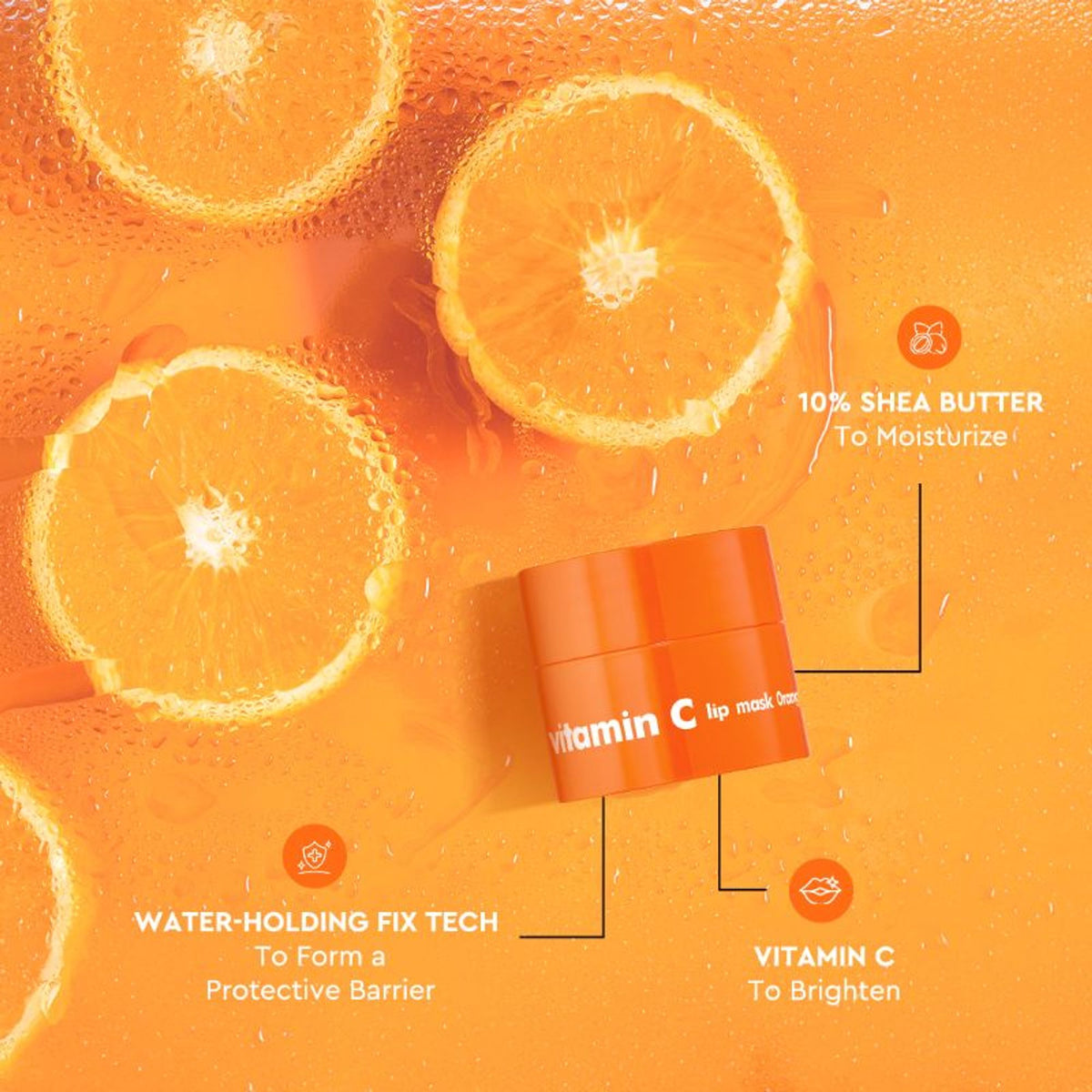 The Face Shop Vitamin Korean Mini Lip Sleeping Mask for Dark, Dry, Pigmented Lips - Orange