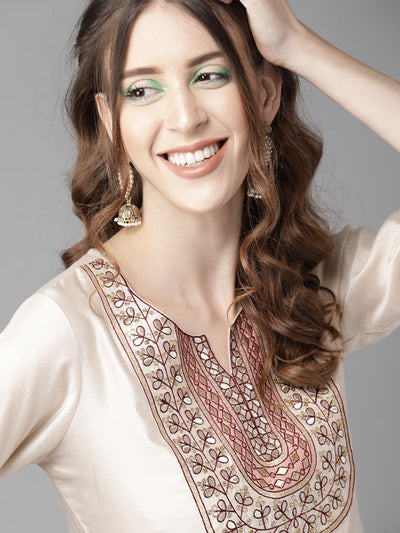 Dhiyona IE Women Yoke Design Straight Kurta and Palazzo With Dupatta