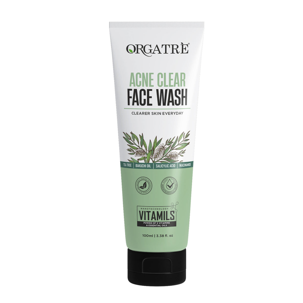 Orgatre 2% Salicylic Acid & Niacinamide Acne Clear Face Wash With Tea Tree For Acne-Prone Skin