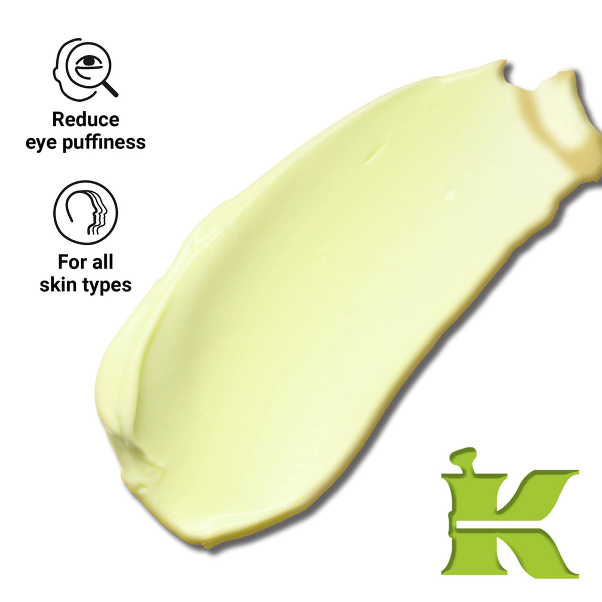 Kiehl's Creamy Eye Treatment with Avocado in a small jar, showing the moisturizing eye cream with a smooth texture and green avocado ingredients.