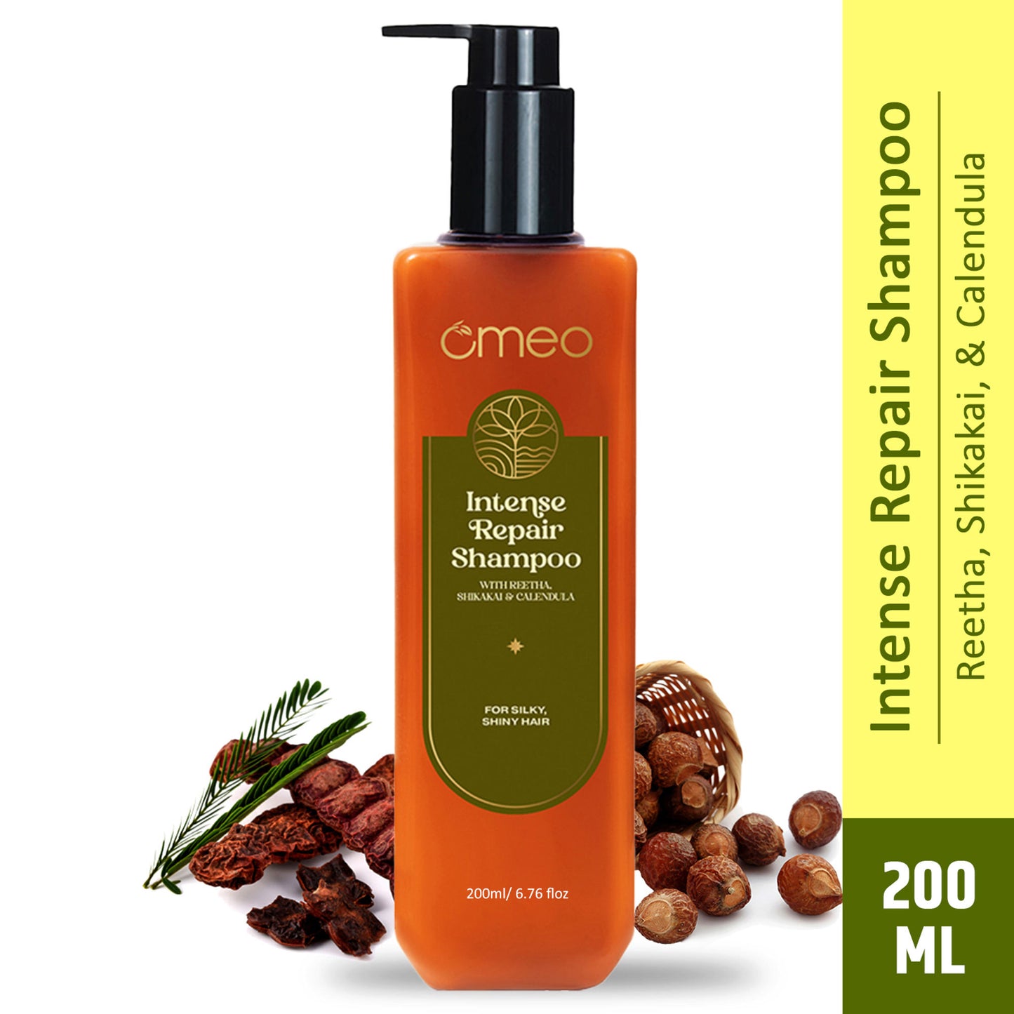Omeo Intense Repair Shampoo With Reetha & Shikakai - Daily Use, Gentle Cleansing, Shine & Silky Hair