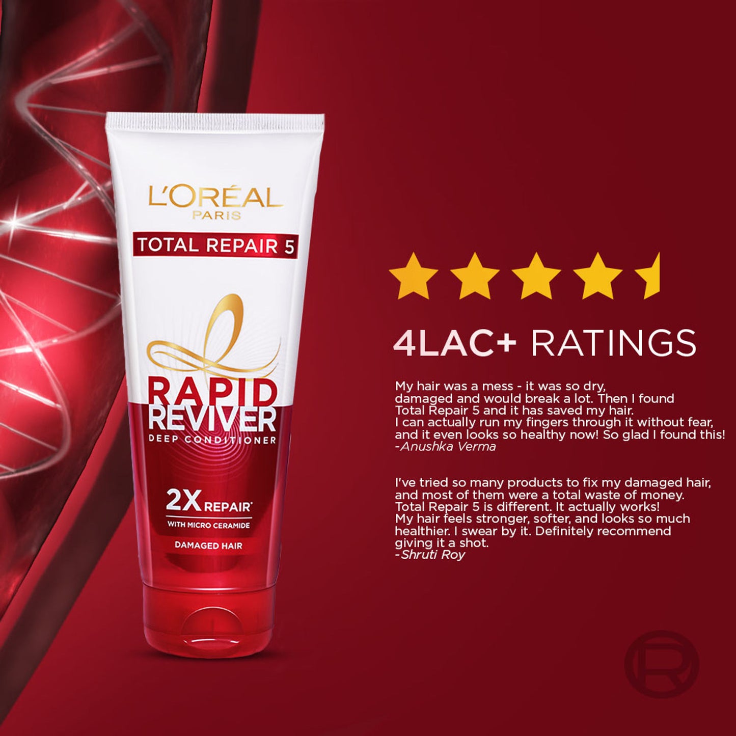 Loreal Paris Total Repair 5 Rapid Reviver Deep Conditioner With Micro Ceramide For Damaged Hair