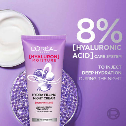 L'Oreal Paris Hyaluron Moisture Anti-frizz Leave-in Night Cream With Hyaluronic Acid For Hydrated Hair