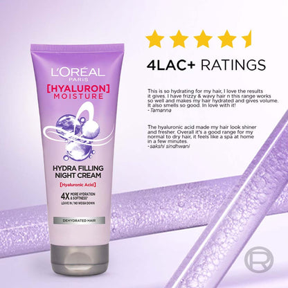 L'Oreal Paris Hyaluron Moisture Anti-frizz Leave-in Night Cream With Hyaluronic Acid For Hydrated Hair