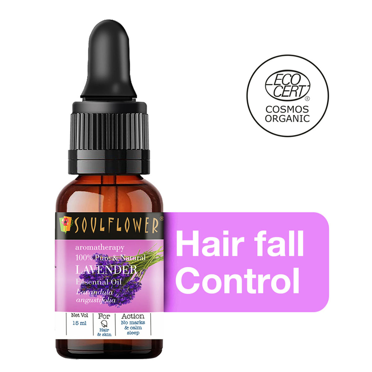 Soulflower Lavender Essential Oil 100% Pure, for Healthy Hair, Skin Steam Inhaler and Sound Sleep