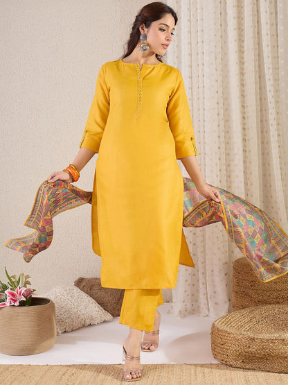 Indyancart IE Straight Kurta With Trouser & Dupatta