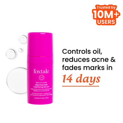 Foxtale 12% Niacinamide Brightening Face Serum, Fades Dark Spots & Acne marks, For Oil Control