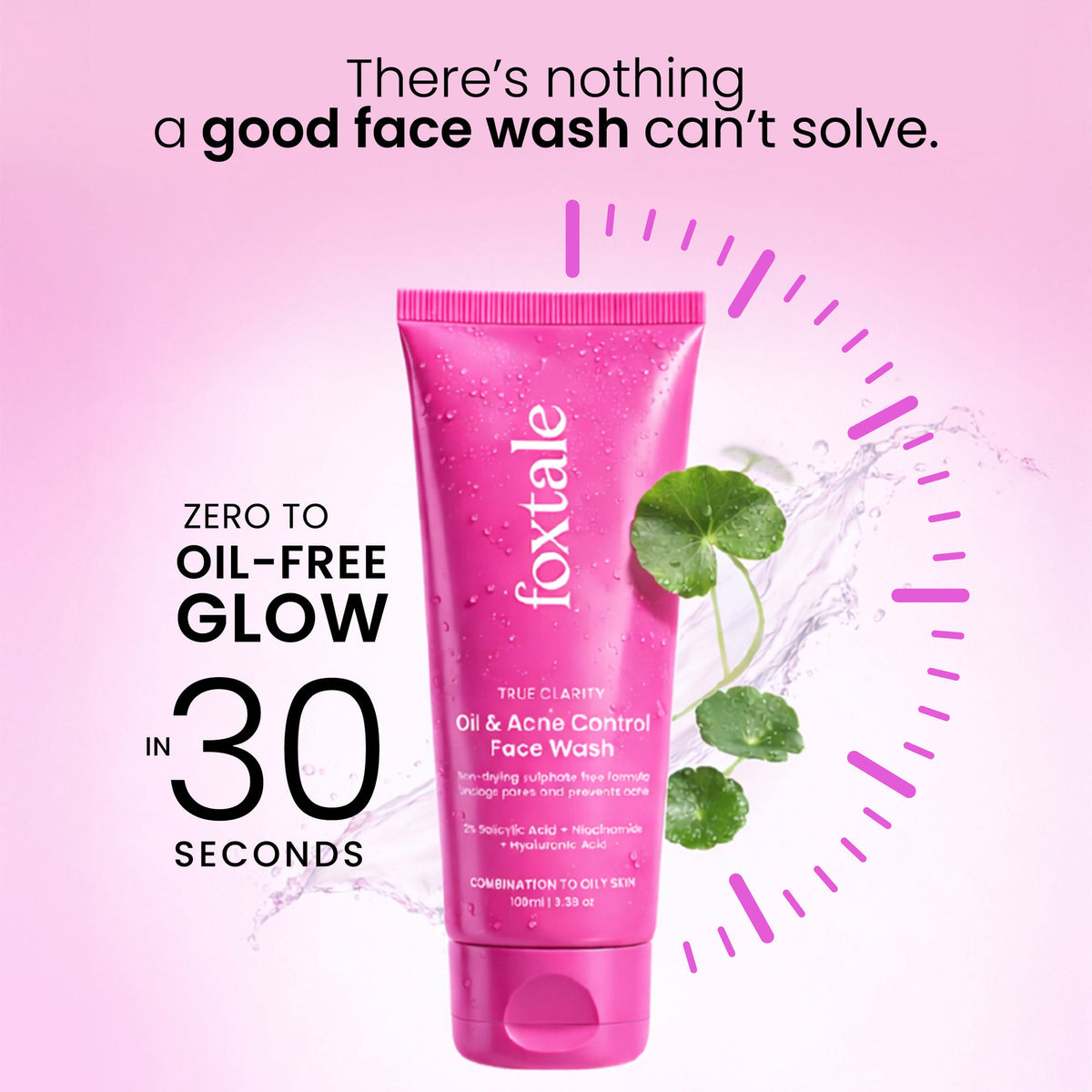 Foxtale Oil & Acne Control Face Wash With 2% Salicylic Acid & Cica, For Clear, Oil Free & Calm Skin