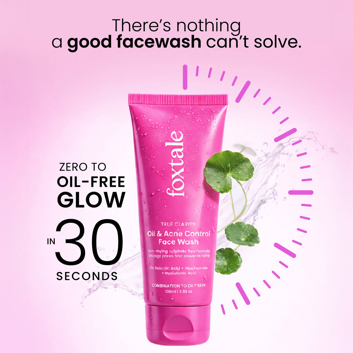 Foxtale Oil & Acne Control Face Wash With 2% Salicylic Acid & Cica, For Clear, Oil Free & Calm Skin