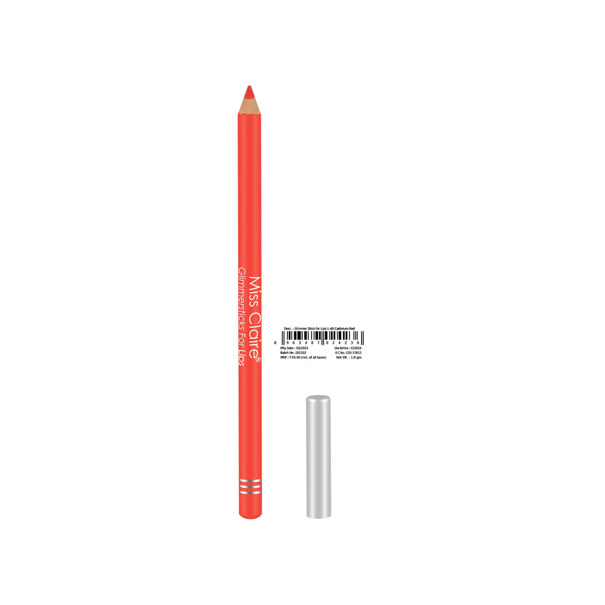 Miss Claire Glimmersticks For Lips - Cadmium Red L-40
