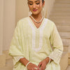Indyancart IE Women Ethnic Motifs Embroidered Cotton Kurta with Trousers & Dupatta