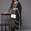Indyancart IE Women Black Floral Printed Kurta with Trousers & With Dupatta