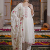 Indyancart IE Women Floral Embroidered Regular Thread Work Kurta with Trousers & With Dupatta