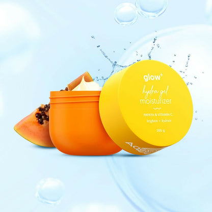 Aqualogica Glow+ Hydra Gel Moisturizer for face, with Vitamin C and Papaya, non-sticky, quick-absorbing for glowing skin.