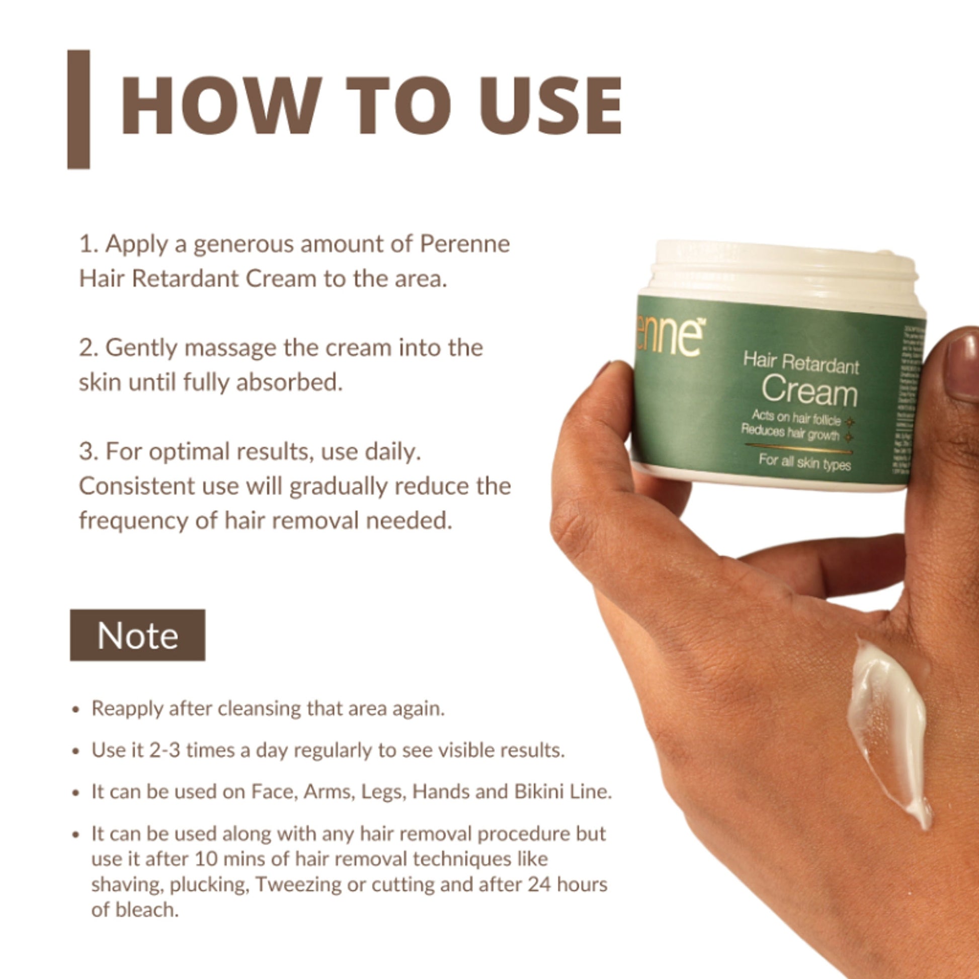 Perenne Hair Retardant Cream for Reducing Facial And Body Hair