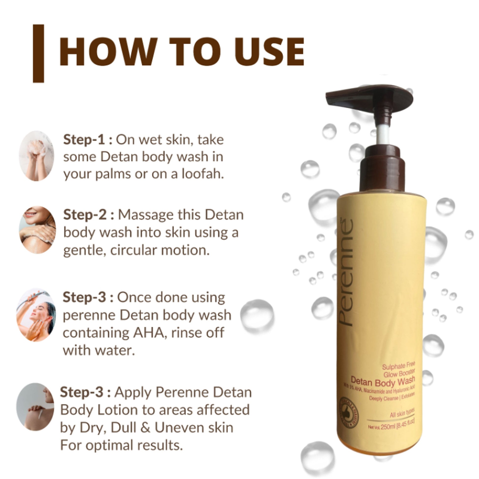 Perenne Sulphate Free Glow Booster Detan Body Wash
