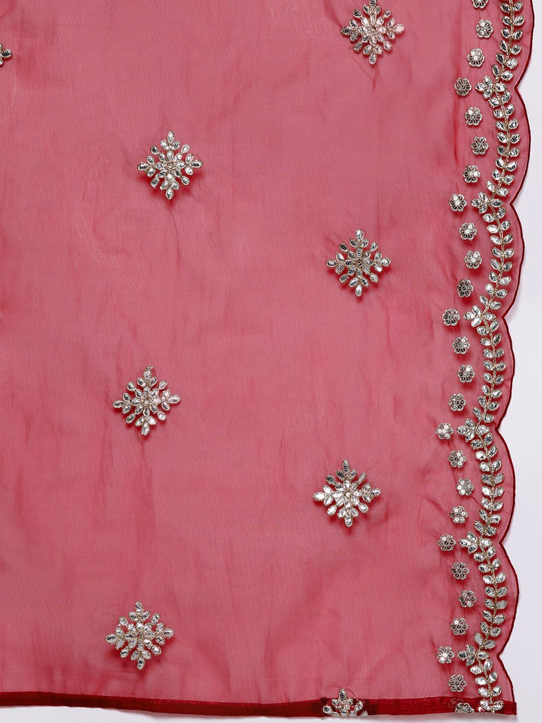 Indyancart Women's Plus Size Ethnic Motifs Embroidered Kurta with Trousers & With Dupatta
