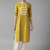 Dhiyona IE Women Green Yoke Design Keyhole Neck Liva Kurta