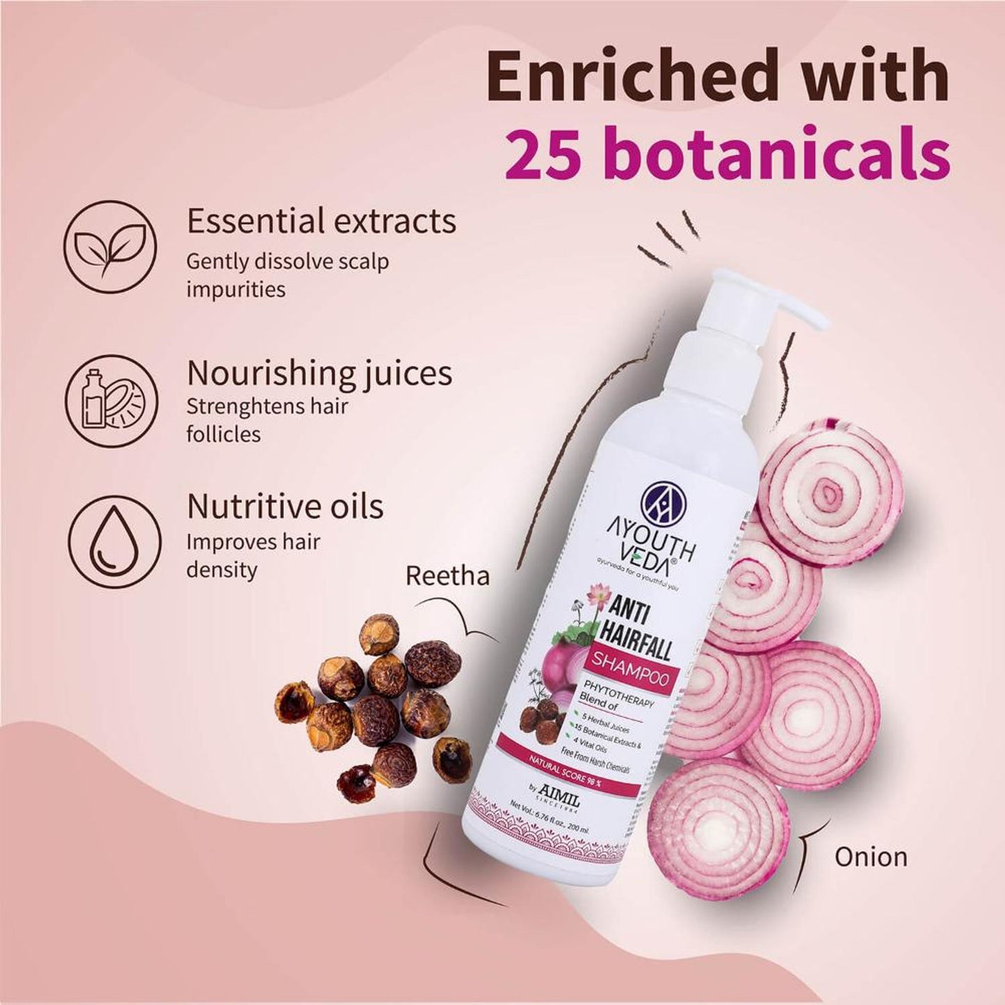 Anti-Hair Fall Shampoo with Neem, Shikakai & 25+ Botanicals to Strengthen Roots & Reduce Hair Fall