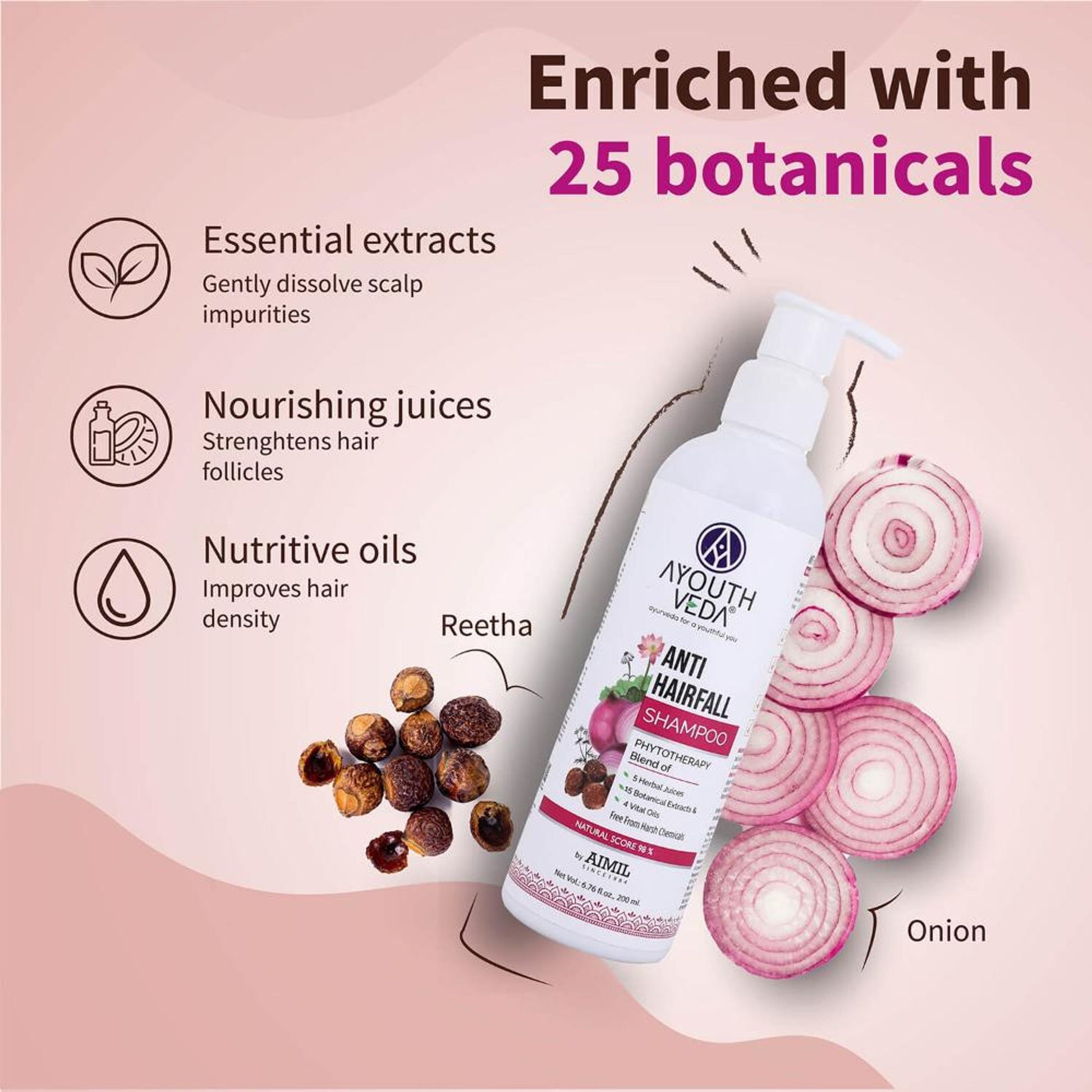 Anti-Hair Fall Shampoo with Neem, Shikakai & 25+ Botanicals to Strengthen Roots & Reduce Hair Fall