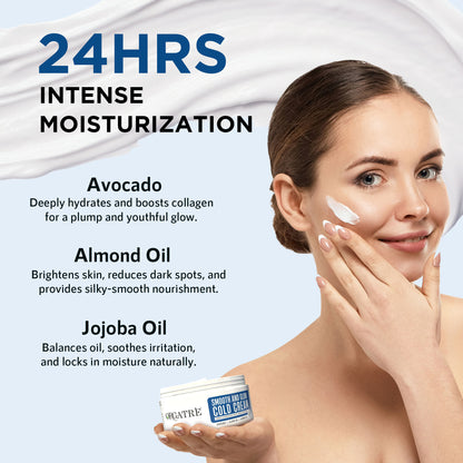 Orgatre Smooth And Glow Cold Cream Deep Hydration With Avacado Jajoba & Almond Oil 24Hr Moisturizer