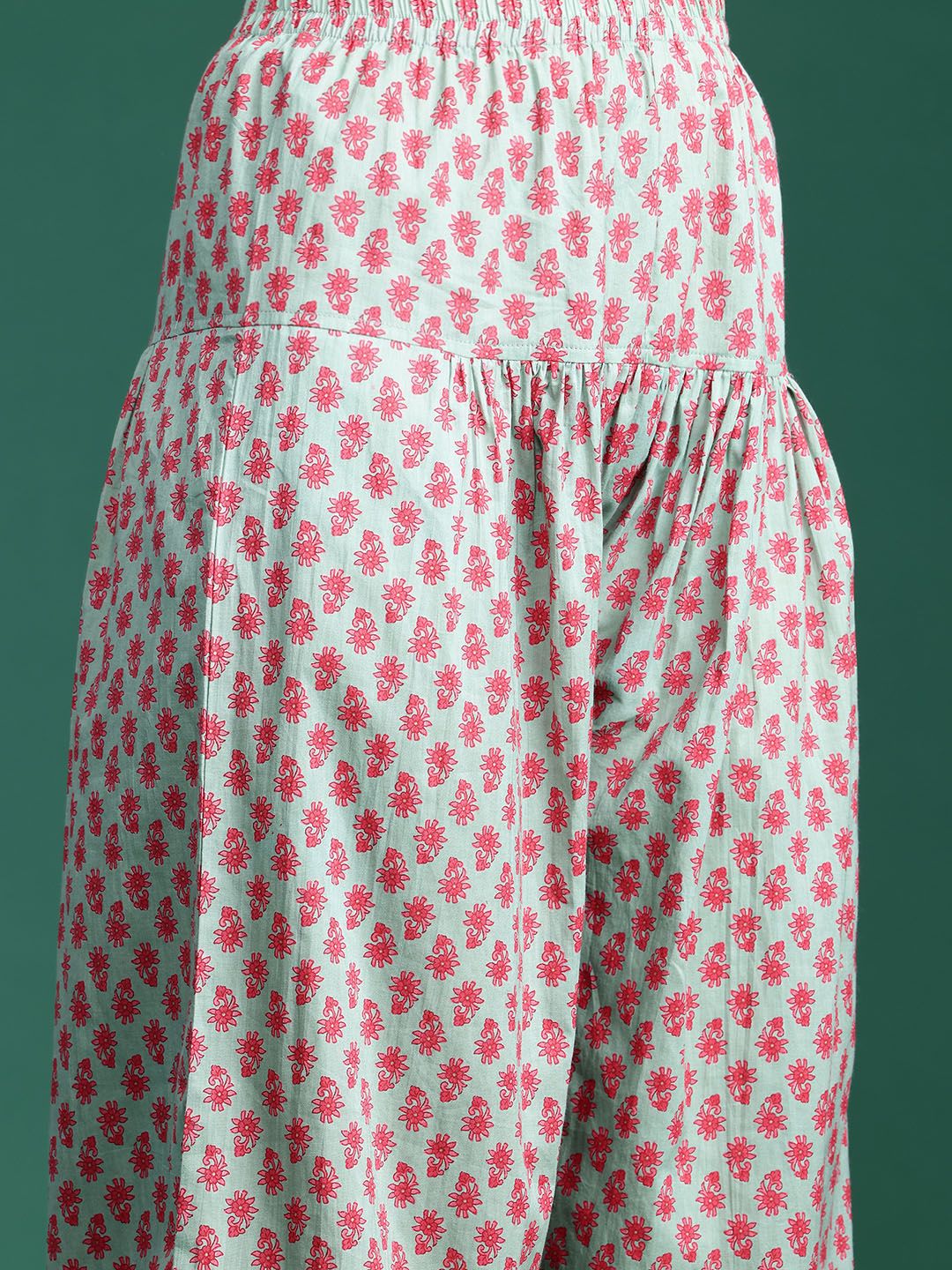 Indyancart IE Floral Printed Pure Cotton Kurta with Salwar & With Dupatta
