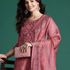 Indyancart IE Women Floral Embroidered Thread Work Chanderi Silk Kurta Set