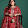 Indyancart IE Plus Size Ethnic Motifs Embroidered Gotta Patti Kurta Set