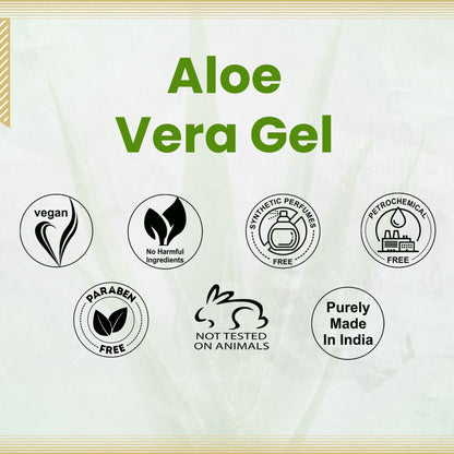 Aroma Treasures Aloe Vera Gel in a clear tube, showcasing the soothing gel inside, ideal for skincare and hydration.