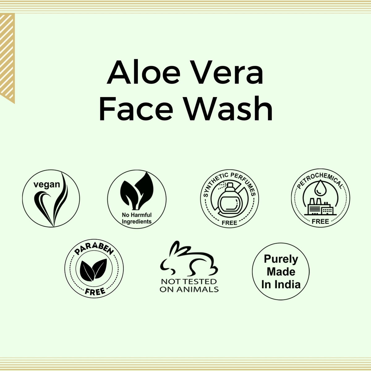 Aloe Vera Face Wash by Aroma Treasures in a clear pump bottle with green and white label, suitable for gentle facial cleansing.
