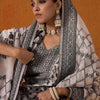 Dhiyona IE White Floral Printed V-Neck Straight Kurta with Trousers & Dupatta